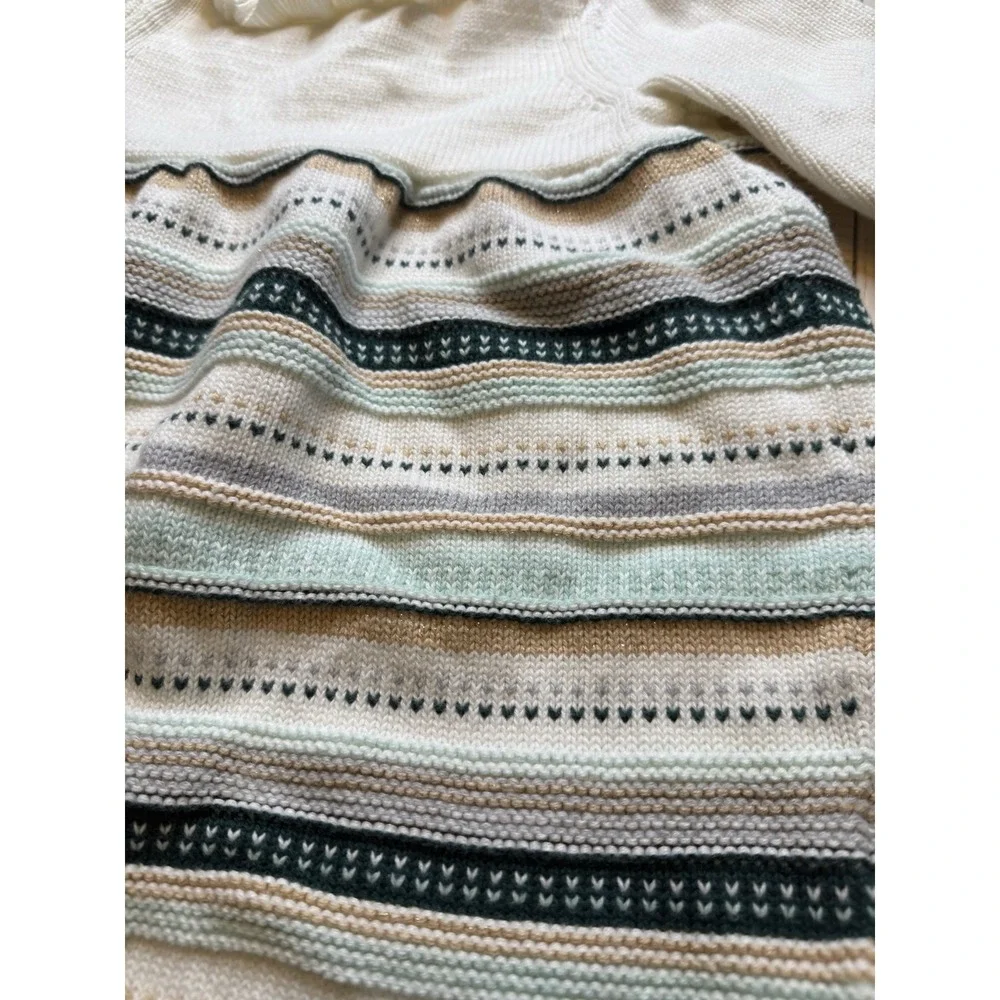 Gymboree All Spruced Up‎ Sweater Dress Sparkles Greens Gold Ruffle Collar Sz 3T